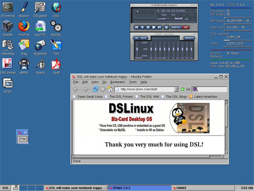Damn Small Linuxデスクトップ画面【0から楽しむパソコン講座】